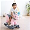 ATAA Toys Cavallo a Dondolo Convertibile 2 in 1 - Rosa, Cavallo a Dondolo per Bambini in Legno, Comodo Sedile con Schienale e Cintura di Sicurezza, Orecchie con Effetti sonori