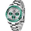 PAGRNE DESIGN Orologio al quarzo da uomo con codice cronografico singolo, resistente all'acqua, in ceramica e acciaio inossidabile (Green G