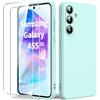 Byvuwiay Cover per Samsung Galaxy A55 5G con 2 Vetro Temperato Pellicola Protettiva, Custodia in TPU Ultra Sottile Antiurto Anti-Scratch Case, Menta
