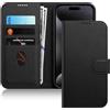 JETech Cover Portafoglio per iPhone 15 Pro 6,1 Pollici, Antiurto PU Pelle Magnetica Flip Custodia con Porta Carte, Funzione Supporto e Piena Protezione della Fotocamera (Titanio Nero)