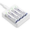 BONAI Batterie AA Ricaricabili al Litio 1.5V 3000mWh - Alta Capacità, 1000 Cicli di Ricarica, Caricabatterie USB-C Incluso (4 Pezzi) con Protezione Intelligente