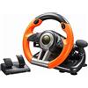 SilteD Volante da corsa per PC da 180 gradi, volante universale per giochi di corse per auto USB con pedale per PC Windows, PS3, PS4, X-One, Switch,Arancione