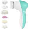 LOPHE Spazzola per la Pulizia del Viso, 7-In-1 Pulizia Viso Elettrico con 7 Ruotabile a 360 ° Testine, Spazzola per la Pulizia Viso Rimovibile, Esfoliante Delicato, Massaggio