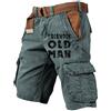 Rrongwn Pantaloni cargo estivi da uomo, elasticizzati, grandi dimensioni, leggeri, bermuda chino, corti, in tessuto, sport, baggy vintage, per attività all'aria aperta, con molte tasche e cintura,