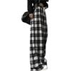 Tooe Pantaloni scozzesi casual Y2K Goth Alt Pantaloni larghi Fairy Grunge Abbigliamento alternativo Coulisse Fairycore Streetwear, nero, M