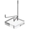 BTSKY Cavalletto per espositore con braccio in metallo argento regolabile di medie dimensioni con base quadrata in acrilico, espositore per monete in corallo fossile agata minerale roccia geodi