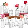 SuproBarware Set di 12 mini vasi in vetro vintage Vaso di Fiori Piccolo per matrimoni con cristalli trasparenti di diverse dimensioni, moderni e sottili, decorazione da tavolo, per soggiorno, bagno