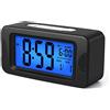 Plumeet Sveglia Elettronica con Luce a Induzione, Orologio Digitale Illumina l'Intera Notte, Display LCD da 4'' Visualizza Ora e Data Radiosveglia da Comodino con Funzione di Snooze (Nero)