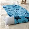 Delindo Lifestyle - Telo mare in spugna con cuscino blu, 100% cotone, lenzuolo da spiaggia con cuscino, misura 80 x 180 cm