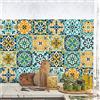 RE-COVERTILES - Adesivi Piastrelle Cucina Bagno Mattonelle adesive in PVC Impermeabili Antigraffio Stickers Decorazione Parete Cementine Peel and Stick - Modello 24 Pz 10x10 cm PS00176 Made in Italy