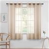 MIULEE Tende Trasparenti in Voile Con Occhielli Morbidi Finestre per Camera da Letto e per Salotto Eleganti Soggiorno 2 Pannelli 140x122cm Cachi Chiaro