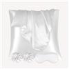AUAUY Set di 2 Federe Raso 65x65cm, Federa Cuscino Letto Morbida e Setosa al Tatto, Federa Seta Con 2 Elastici Per Capelli e Maschera per Occhi, Protezione Capelli e Pelle e Antirughe - Beige