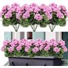 Weldomcor Fiori artificiali, 3 Bundles falso Geranio Fiori resistente ai raggi UV Faux Verde Arbusti Piante per Patio Portico Finestra Scatola di casa di nozze Agriturismo Decor, Viola Rosa