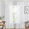MIULEE Tende per Interni Trasparente Tenda Voile con Passanti， Trasparenti Camera da Letto Adatte Con Fettuccia，Anelli Soggiorno Moderne Eleganti 2 Pezzi Bianco 140 x 225 CM