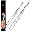 iNeibo Pinze da Cucina Pinza Barbecue Pinza Cucina Acciaio INOX di Alta Qualità Pinzette Cucina Pinze Cucina per Carne BBQ Insalata Servire e Altri Set di 2 Pinzette Chef Lunghe 30cm Appuntito/Tondo