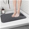 Fecialy Tappetino da Doccia Antiscivolo 70x40 cm Tappetino da Bagno con Ventose Tappetino Doccia con Cuscino Massaggiante Tappetino per Piatto Doccia Rettangolare Antiscivolo,Grigio