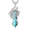 EUDORA Harmony Ball Collana Drago Turchese per Donna Uomo, Prisma Esagonale Amuleto di Energia di Cristallo Placcato Argento Rame Drago Ciondolo Gioielli Regalo per Figlia Figlio, 22+24
