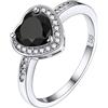 Bestyle Anello Donna Solitario Argento 925, Cuore Anello Diamante in Oro Bianco con Zircone Nero, 17 Taglia Diamonique Anello Kate Middleton, Idee Regalo Donna Fidanzata