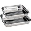 MGE World MGE - Set di 2 Teglie da Forno Rettangolari in Acciaio Inox - Rostiera per Lasagna, Focaccia, Biscotti - Stampo Rettangolare