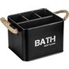 Wenko Box da bagno Gara con 4 scomparti - Contenitore portaoggetti, cestino da bagno Capacità: 2.37 l, Acciaio, 19 x 12.5 x 13 cm, Nero