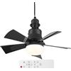 RuiDay 40cm Ventilatore da Soffitto con Luce e Telecomando, Silenzioso Lampadario Ventilatore Soffitto Dimmerabile, E27 Lampadario con Pale, 3 Velocità, con Timer, per Camera, Soggiorno (Nero-A)