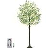 OOWOKS Albero di luci a LED 180 cm Albero di ulivo artificiale 300 LED bianco caldo Albero luminoso a LED 8 Modelli di luce con telecomando Alimentazione USB IP44 Albero LED con Foglie Albero di Natale Deco