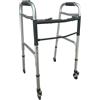 HEALTH Medical Fab Deambulatore pieghevole in allumino, con 2 ruote piroettanti e 2 ruote fisse, regolabile in altezza Grigio
