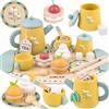 Airlab Set Tazzine Gioco per Servizio da Tè, Accessori Cucina Giocattolo Legno per Bambini Bambina, Set Cibo Finto Giocattolo per Cucina Bambini, Regalo Bambino Compleanno Pasqua Halloween Natale
