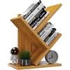 YMYNY Libreria ad Albero, Scaffale a 2 Ripiani, Organizzatore Scrivania, Moderna Autoportante Libri, Salvaspazio Legno Portaoggetti Librerie per Soggiorno, Studio, Ufficio, Colore Naturale HBC012N