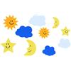 INNSPIRO Soli, lune, stelle e nuvole in gomma EVA adesiva 35 mm. 47 mm. 30u., ideale per artigianato con bambini, decorazioni e attività creative