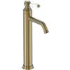 Jacob Delafon - Miscelatore lavabo con beccuccio alto Louise - Design retrò, manico in ceramica - Risparmio d'acqua - 17 x 36,2 x 5,5 cm - Finitura Bronzo - E24361-BCN