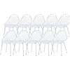 buybyroom Set di 10 sedie da pranzo regolabili, con schienale, gambe in metallo, per cucina, sala da pranzo, soggiorno, colore bianco