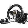 SilteD Volante da corsa per PC da 180 gradi, volante universale per giochi di corse per auto USB con pedale per PC Windows, PS3, PS4, X-One, Switch,Nero