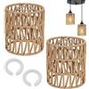 Mumjooyi Paralume Lampada 2 Pezzi Paralume Rattan Retrò Boho Larghezza 15 cm Paralume E27 E14 per Lampadario Soffitto Lampada da Tavolo Lampade da Terra Pendenti
