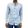 STILL Camicia Collo Coreana Scollo Coreano Lino Cotone Vari Colori Primavera Estate Leggera Fresca Slim Fit Moda New Elegante Tinta Unita Manica Lunga M L XL XXL 3XL Aderente CAM-6802 Blu Celest
