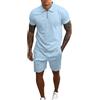 Generico Tuta da uomo polo a maniche corte con zip joggers palestra top casual running sport sudore activewear 2 pezzi pantaloni tuta Tute Estive Completi Uomo Estivi