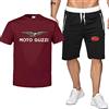 SHMIZZ Polo Due Pezzi Camicie T-Shirt Manica Corta Moto Guzzi Stampa Top Uomini e Donne Cotone Tuta Casual impostazione Cappuccio Tee Palestra-D||M