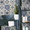 RE-COVERTILES - Adesivi Piastrelle Cucina Bagno Mattonelle adesive in PVC Impermeabili Antigraffio Stickers Decorazione Parete Cementine Peel and Stick - Modello 24 Pz 10x10 cm PS00029 Made in Italy
