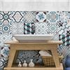 RE-COVERTILES - Adesivi Piastrelle Cucina Bagno Mattonelle adesive in PVC Impermeabili Antigraffio Stickers Decorazione Parete Cementine Peel and Stick - Modello 24 Pz 10x10 cm PS00201 Made in Italy