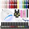 SPTHTHHPY MAQUITA 20 Pezzi Smalto Semipermanente per unghie Kit in 17 coloris Gel 48W LED Lampada UV Nail Dryer Base Top coat Semi Permanenti Gel Polish Nail Art Set Manicure Completo