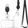 jjshund Porta Badge da Collo con 2 Porta-Carte Rigidi e Clip Retrattile