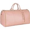 Amoyeric Grande capacità Carry On Garment Bag PU Leather Duffle Bag per le donne Impermeabile Abiti da Viaggio con Borsa Scarpiera 2 in 1 Appeso Valigia Pieghevole Tuta Borse Da Viaggio, rosa., Bagaglio a mano