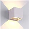 Sesamall Applique LED Da Esterno Cubo In Alluminio E Vetro, Design Moderno, Risparmio Energetico - Potenza 12W Dim. 10x10x10 cm (Bianco (Luce Naturale))