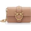 Pinko Love One Micro C Vitello Seta, Borsa Donna, D01q_biscotto Zenzero-antique Gold, Taglia unica