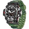 findtime Orologio militare, da uomo, mimetico, digitale, 5 ATM, impermeabile, militare, per attività all'aperto, digitale, nero, verde, ragazzi, orologio sportivo, cronografo, da uomo, cronografo, da uomo,