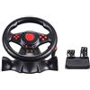 SilteD Volante da corsa per PC, volante da corsa universale da 180 gradi per auto USB con pedali per 360/PS3/P2/PC (Colore :Red)