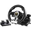 SilteD Volante per PC Volante da corsa per giochi, volante con pedali e feedback di vibrazione per PC, PS3, PS4, interruttore, nero (Colore :Black)
