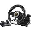 SilteD Volante da corsa per giochi per PC, volante da gioco per corse automobilistiche USB universale da 180 gradi con pedali per PC Windows/PS3/PS4/X-One/Interruttore (Colore :Nero)