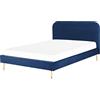Beliani Letto matrimoniale velluto blu marino piedi oro minimalista 160 x 200 cm