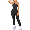 RPAEOY Tuta Intera Donna Costine Spalla Senza Maniche Jumpsuits Estiva Romper Completo Sportivo Costine Tutina Elastica Tute per Yoga Sportiva Palestra Abbigliamento Nero S